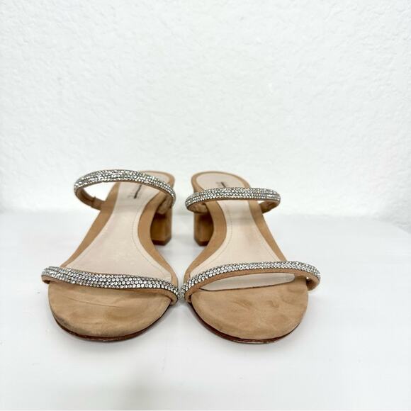 Schutz S-Derika Tan Heeled Sandals Size 7 Sparkly Straps - Picture 3 of 7